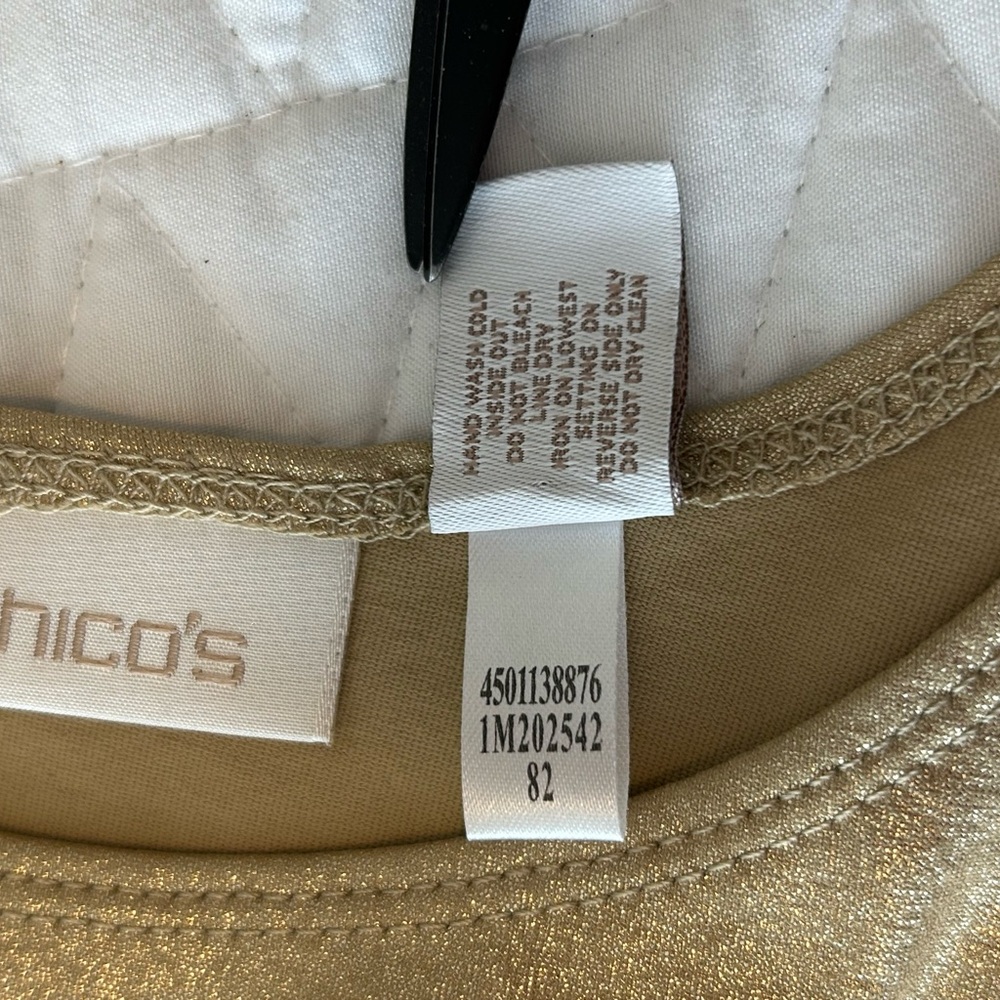 Chico’s XL Gold Stretch Tank Top Size 3 - Picture 5 of 9